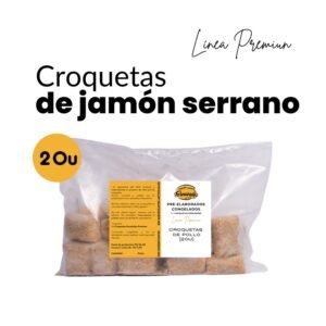 Un paquete de 20 croquetas congeladas de jamón serrano.