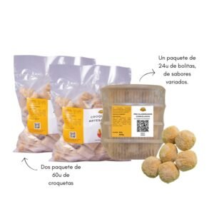 Súper Pack de Croquetas de jamón barra NUEVO SABOR (120u) + Regalo de Bolitas (24u)