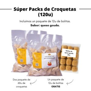 Súper Packs de Croquetas de chorizo español (120u) + Regalo de Bolitas (12u)