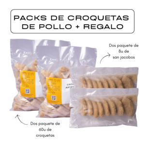 Súper Packs de Croquetas de pollo -de la Línea Premiun- (120u) + Regalo de San Jacobos (16u)