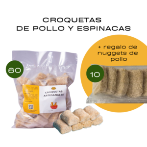 Packs de Croquetas de pollo y espinacas (60u) + Regalo de Nuggets de pollo (10u)