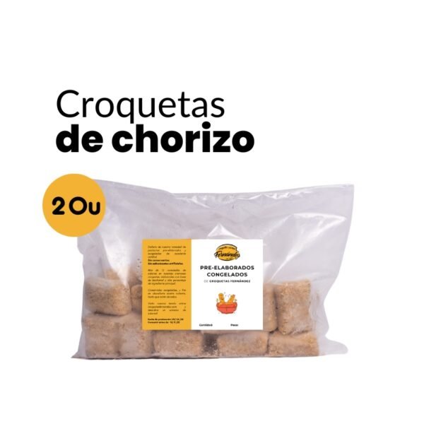 Un paquete de 20 croquetas congeladas de chorizo español.